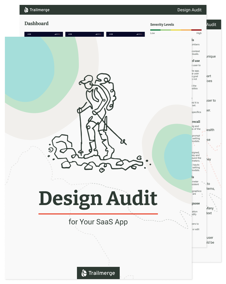 SaaS design audit illustration showing product evaluation checklist